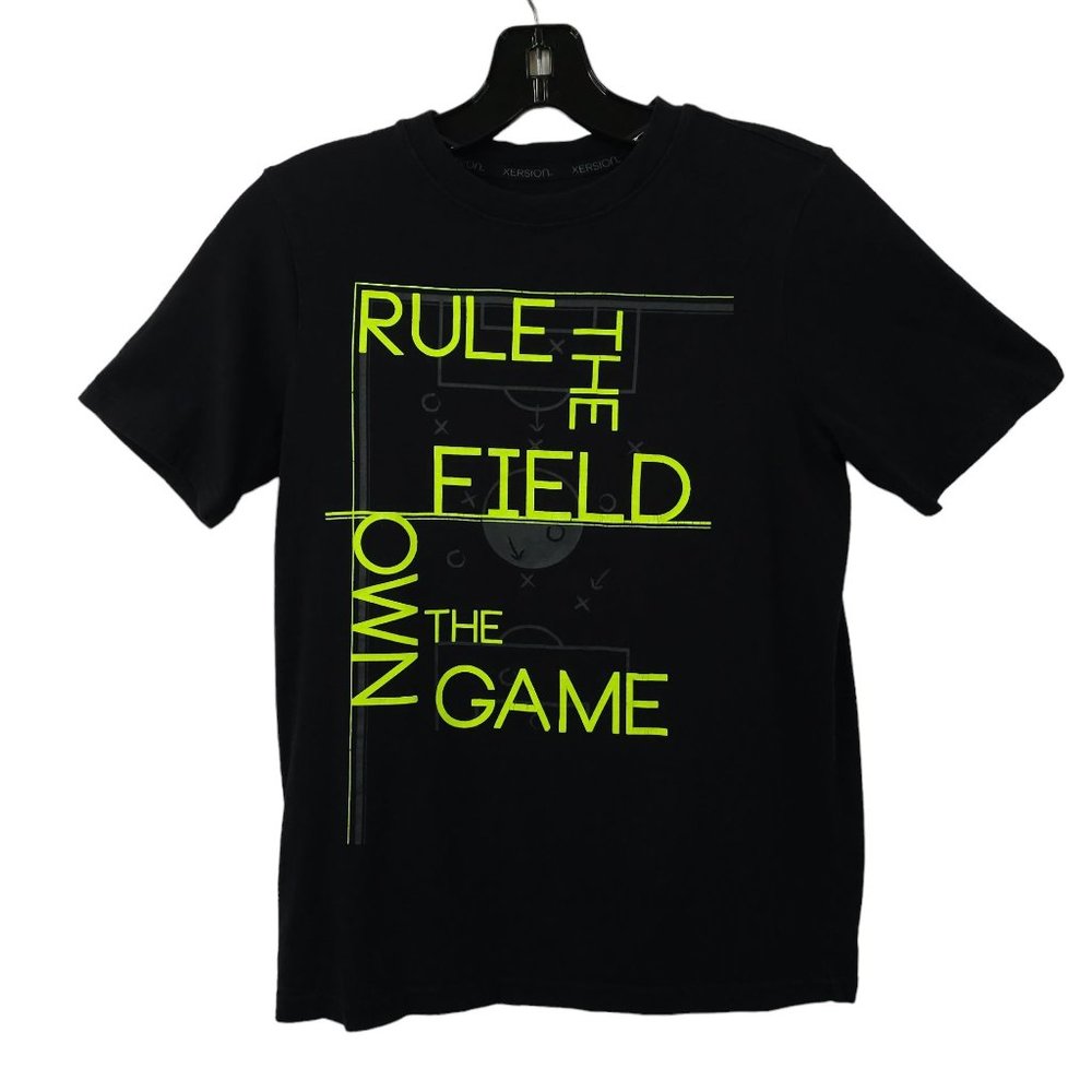 Xersion Black Neon Green Tee T Shirt Boys Size L Rule The Field Own The Game